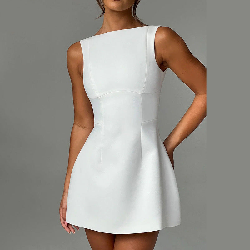 Vestido curto sem mangas de verão slim-fit